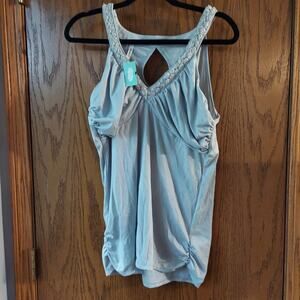 Studio Y Sleeveless blouse tank top tunic gray silver lace detail maurices XL